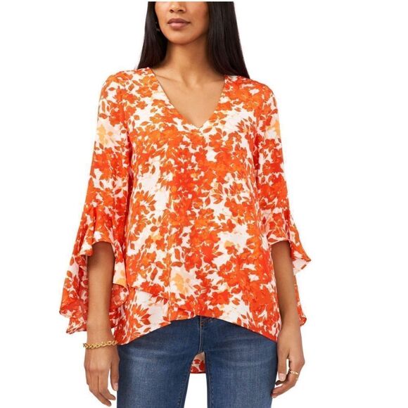 Vince Camuto Flowy Bell Sleeve Blouse Size  L - Picture 2 of 11